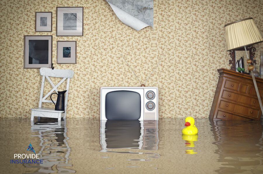 A home with severe flood damage